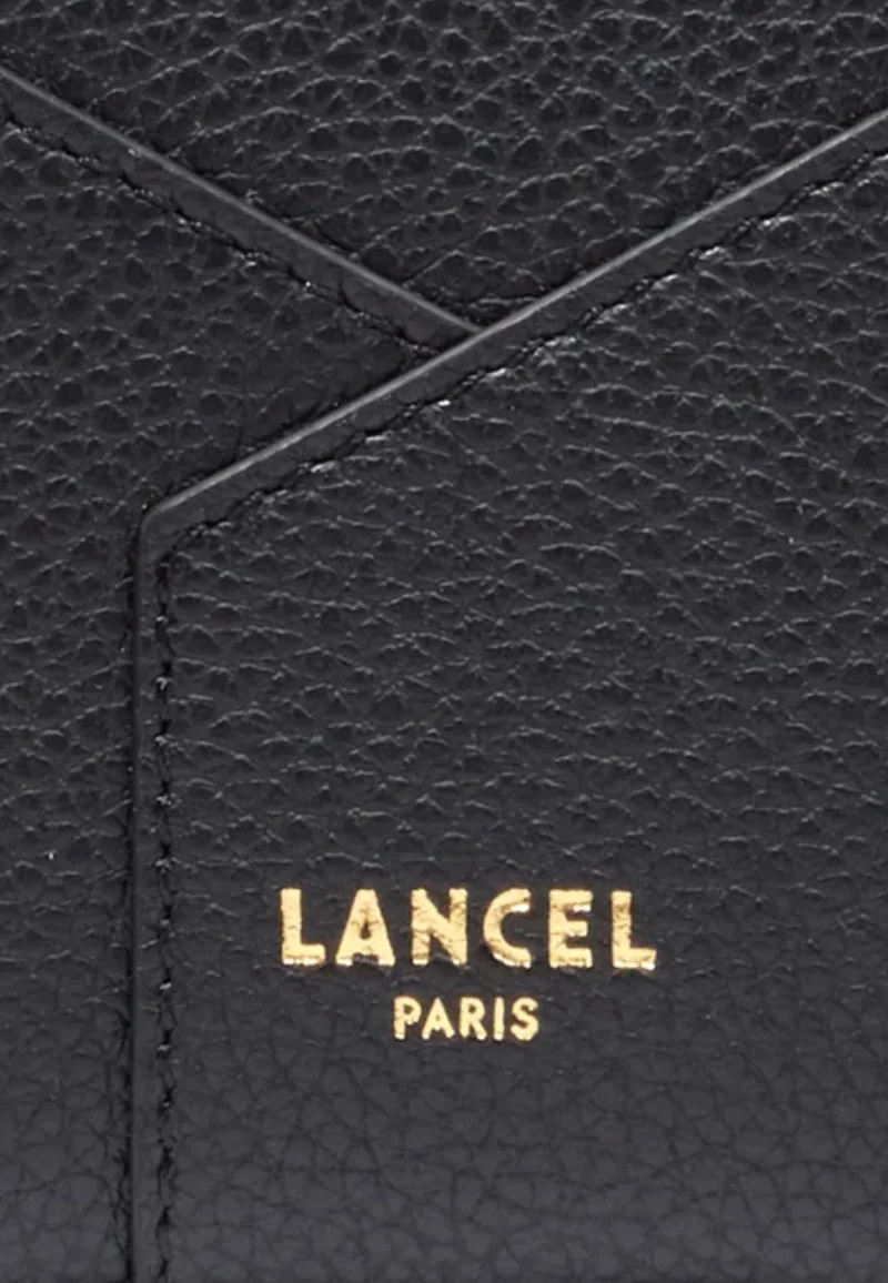 Lancel Enveloppe Portefeuille Rectangulaire Zippé Cuir Noir