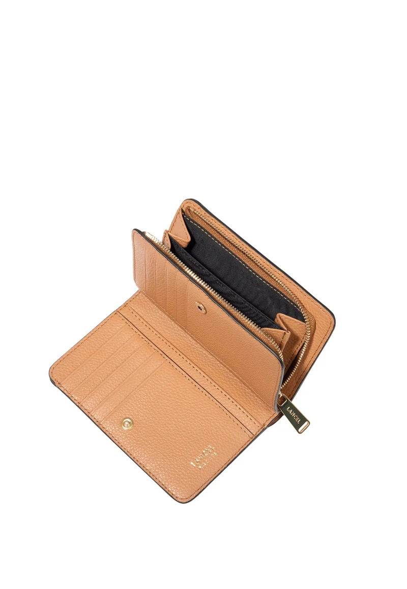 Lancel Enveloppe Portefeuille Rectangulaire Zippé Cuir Camel