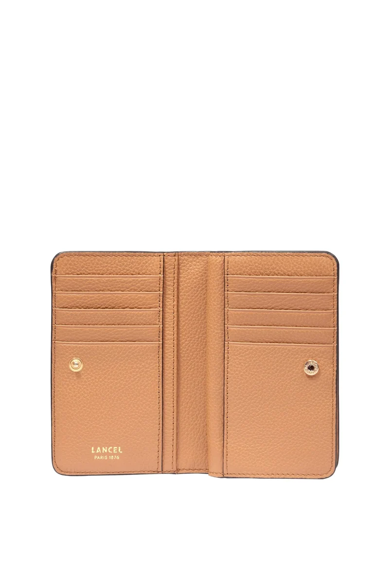 Lancel Enveloppe Portefeuille Rectangulaire Zippé Cuir Camel