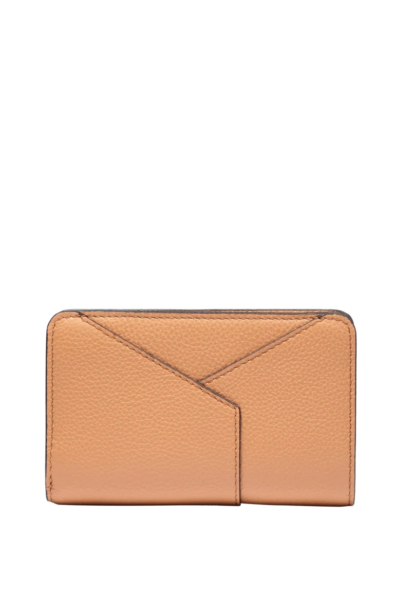 Lancel Enveloppe Portefeuille Rectangulaire Zippé Cuir Camel