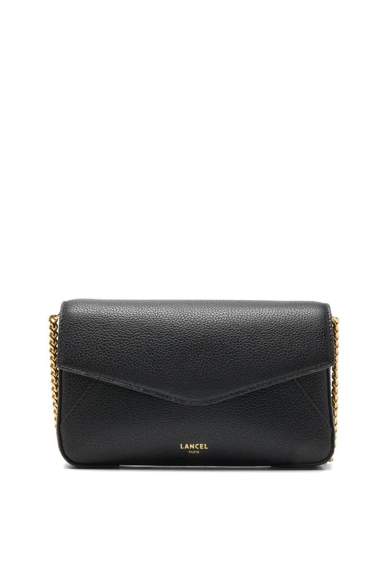 Lancel Enveloppe Pochette Chaîne Porte-Cartes Amovible Cuir Noir