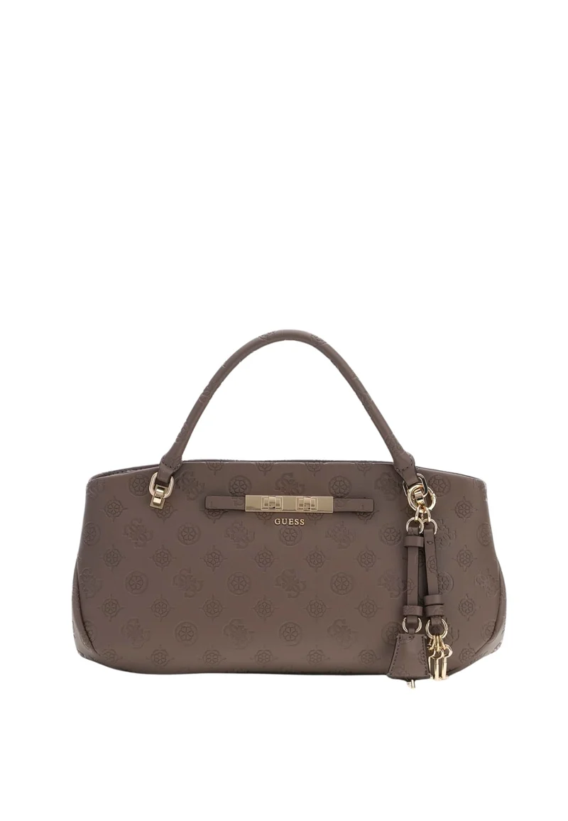 Guess Sac à Main Carmella 3 Compartiments Taupe Logo