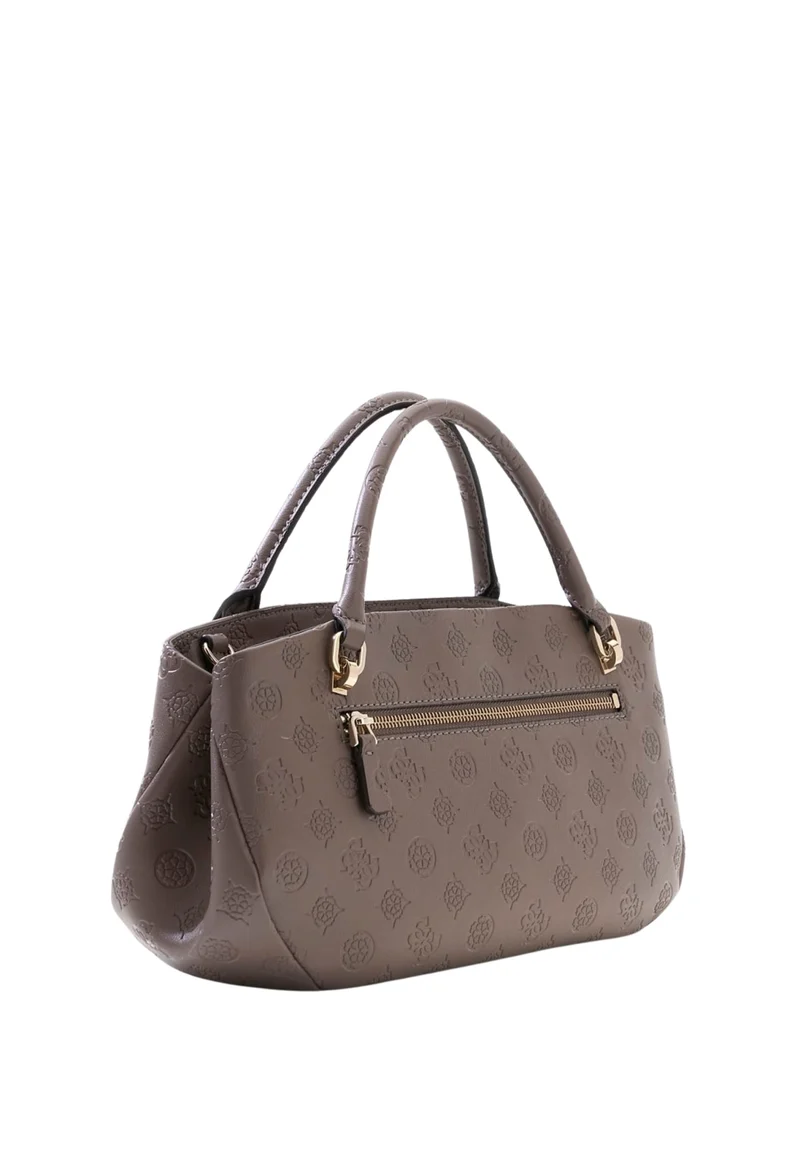 Guess Sac à Main Carmella 3 Compartiments Taupe Logo
