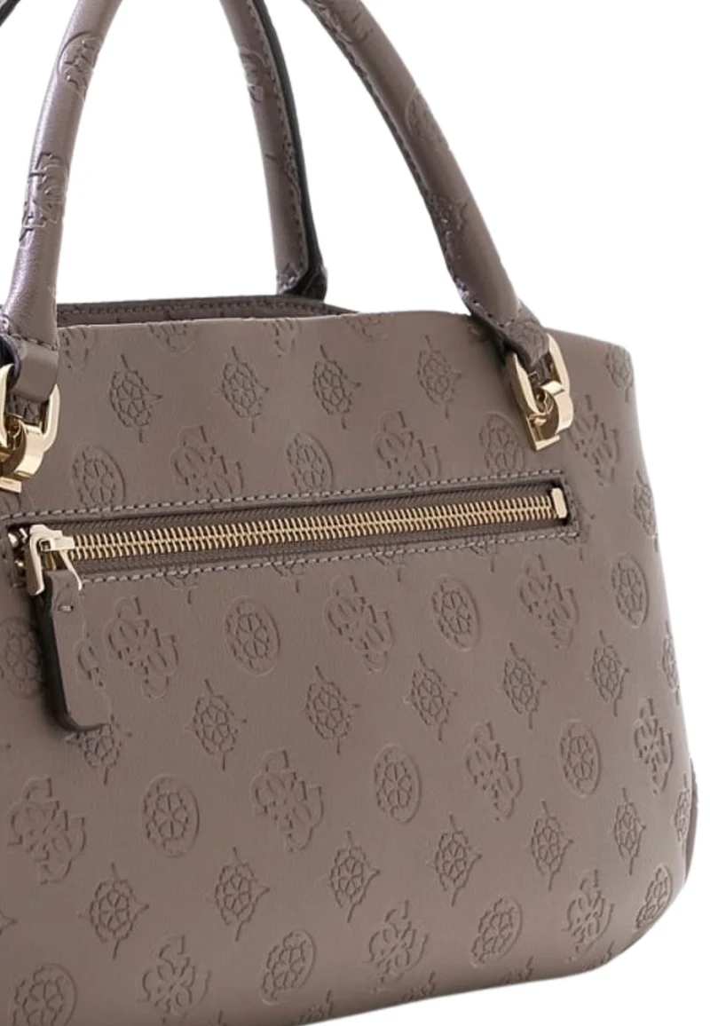 Guess Sac à Main Carmella 3 Compartiments Taupe Logo