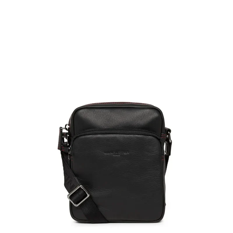 Lancaster Sacoche Cuir Soft Vintage 320-10 Noir/Rouge