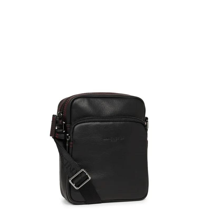 Lancaster Sacoche Cuir Soft Vintage 320-10 Noir/Rouge