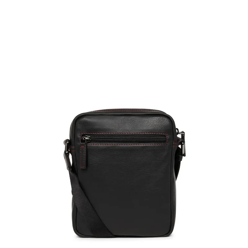 Lancaster Sacoche Cuir Soft Vintage 320-10 Noir/Rouge