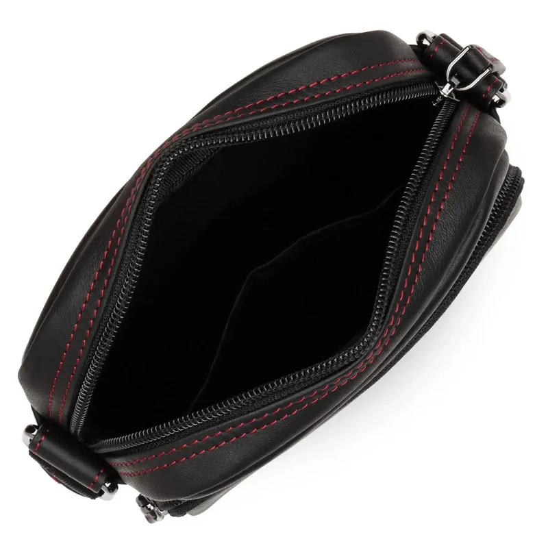 Lancaster Sacoche Cuir Soft Vintage 320-10 Noir/Rouge