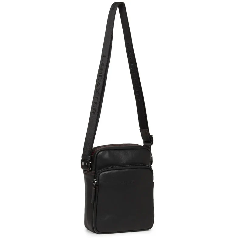 Lancaster Sacoche Cuir Soft Vintage 320-10 Noir/Rouge