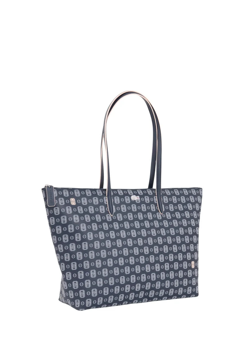 Lacoste Grand sac cabas L.12.12 Concept imprimé Marine Sombre Farine
