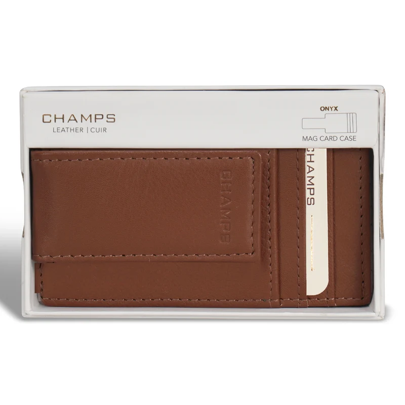 Onyx / Leather Mag Card Case