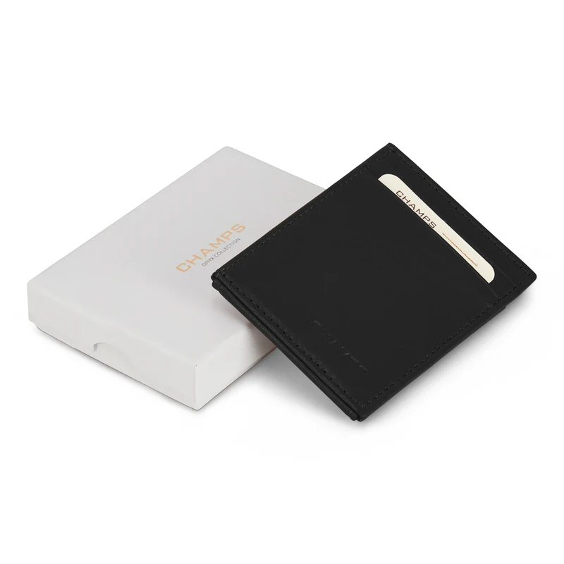 Onyx / Leather Mag Hybrid Card Holder
