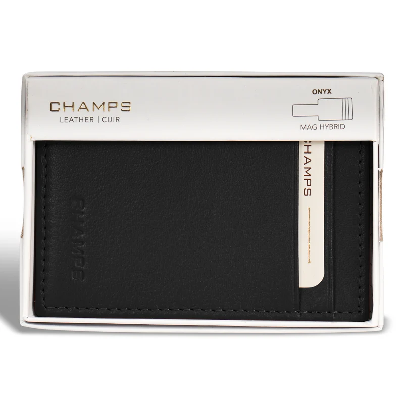 Onyx / Leather Mag Hybrid Card Holder