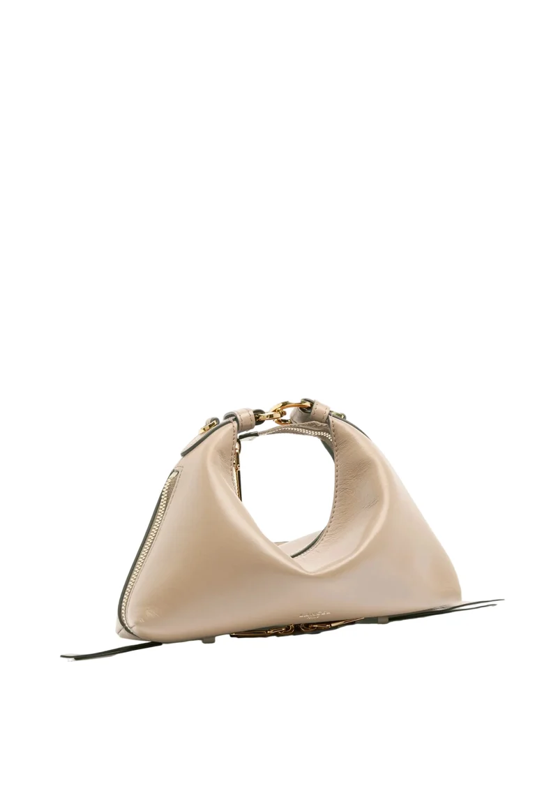 Lancel Origami Sac Baby Hobo Zippé Cuir Galet