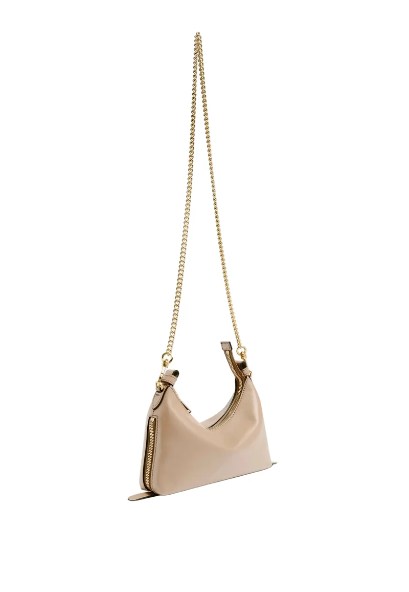 Lancel Origami Sac Baby Hobo Zippé Cuir Galet