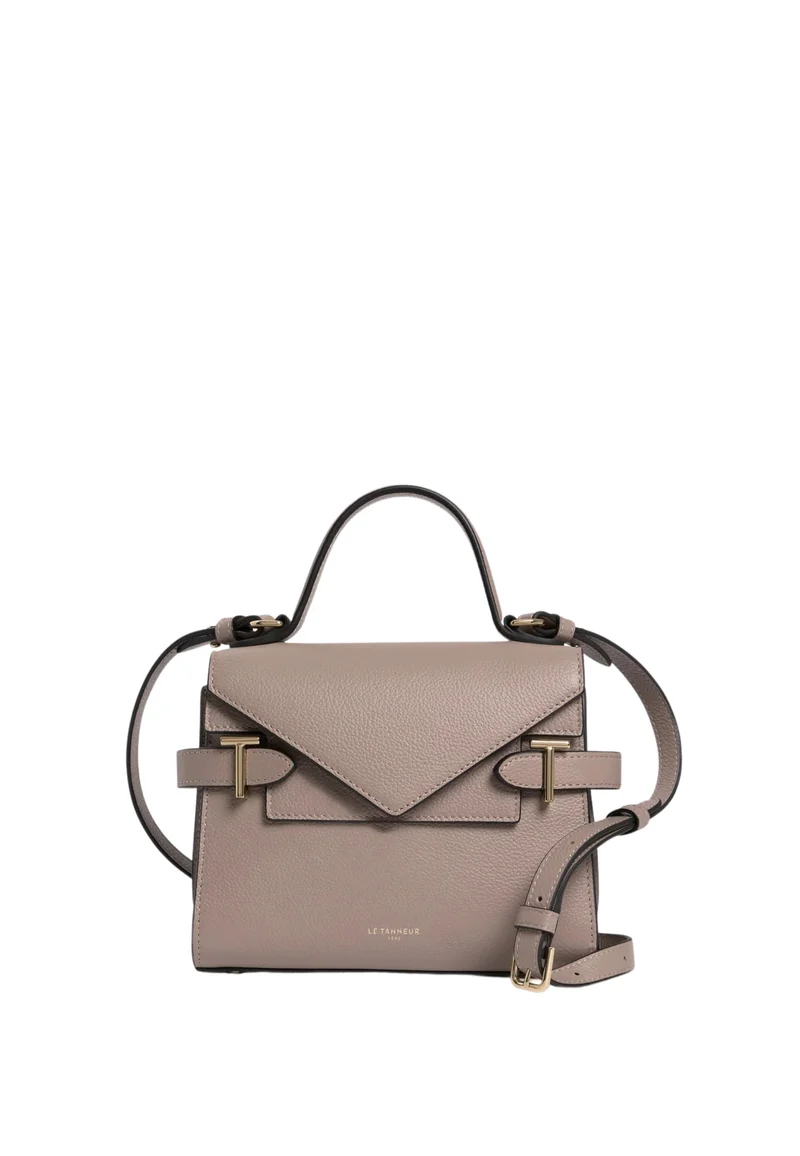 Le Tanneur Petit Sac à main Double Rabat Emilie Gris Fossile
