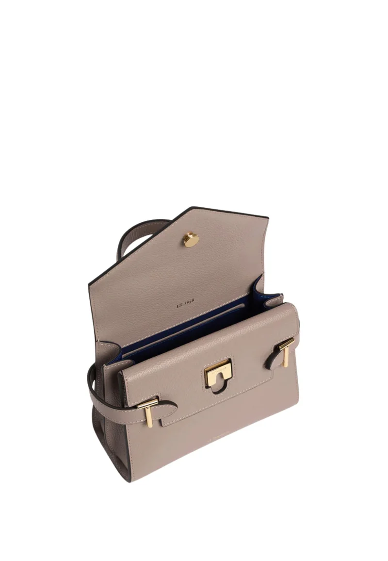 Le Tanneur Petit Sac à main Double Rabat Emilie Gris Fossile