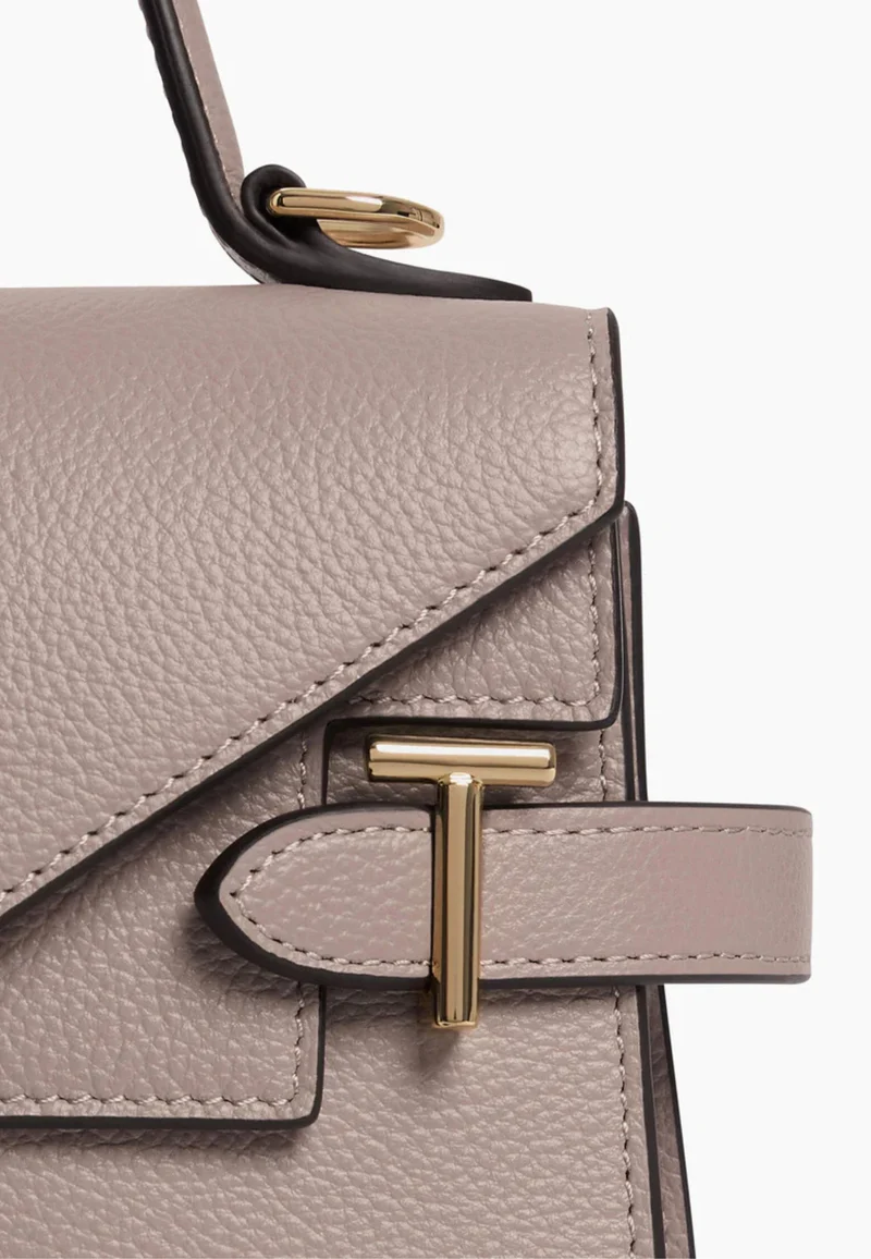 Le Tanneur Petit Sac à main Double Rabat Emilie Gris Fossile