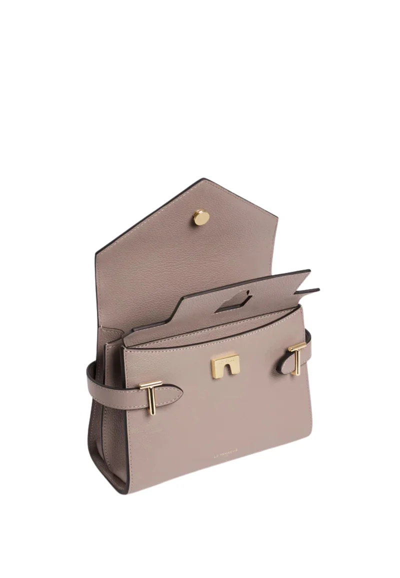 Le Tanneur Petit Sac à main Double Rabat Emilie Gris Fossile