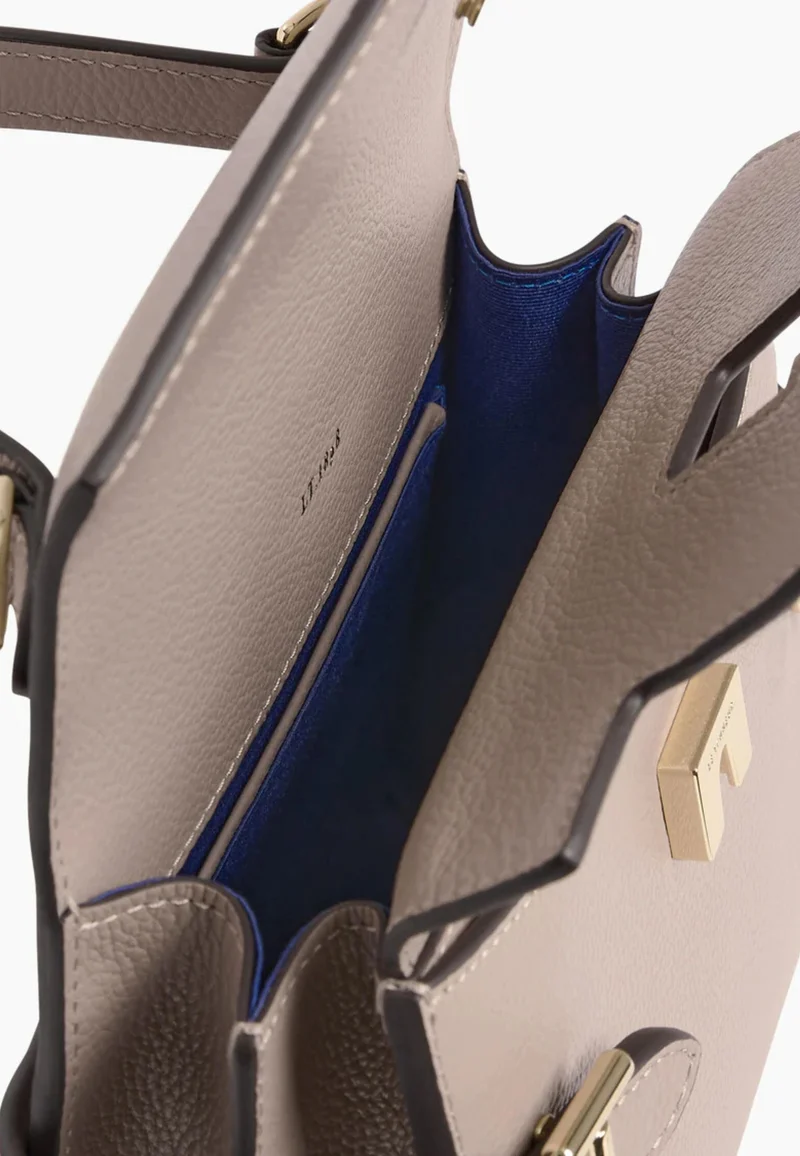 Le Tanneur Petit Sac à main Double Rabat Emilie Gris Fossile