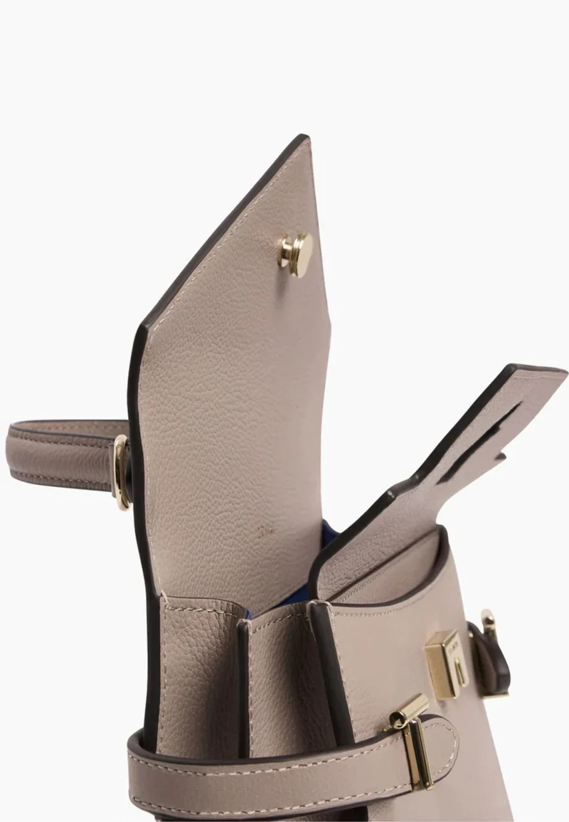 Le Tanneur Petit Sac à main Double Rabat Emilie Gris Fossile