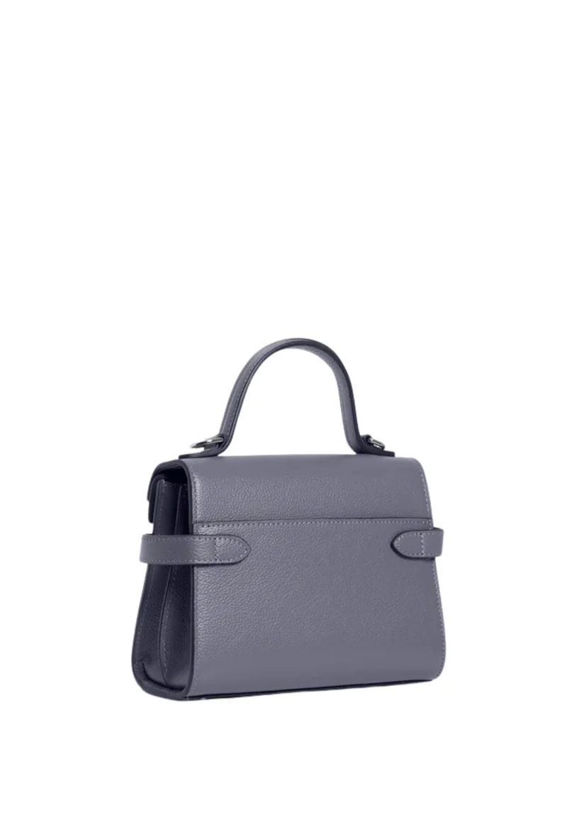 Le Tanneur Petit Sac à main Double Rabat Emilie Bleu Acier