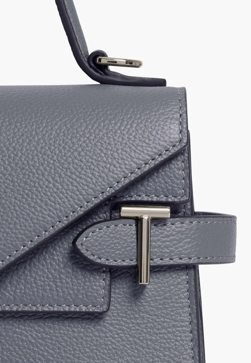 Le Tanneur Petit Sac à main Double Rabat Emilie Bleu Acier