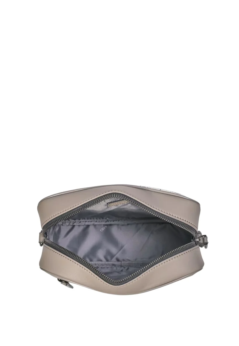 Chabrand Sacoche en toile enduite garnie cuir Ecru Gris