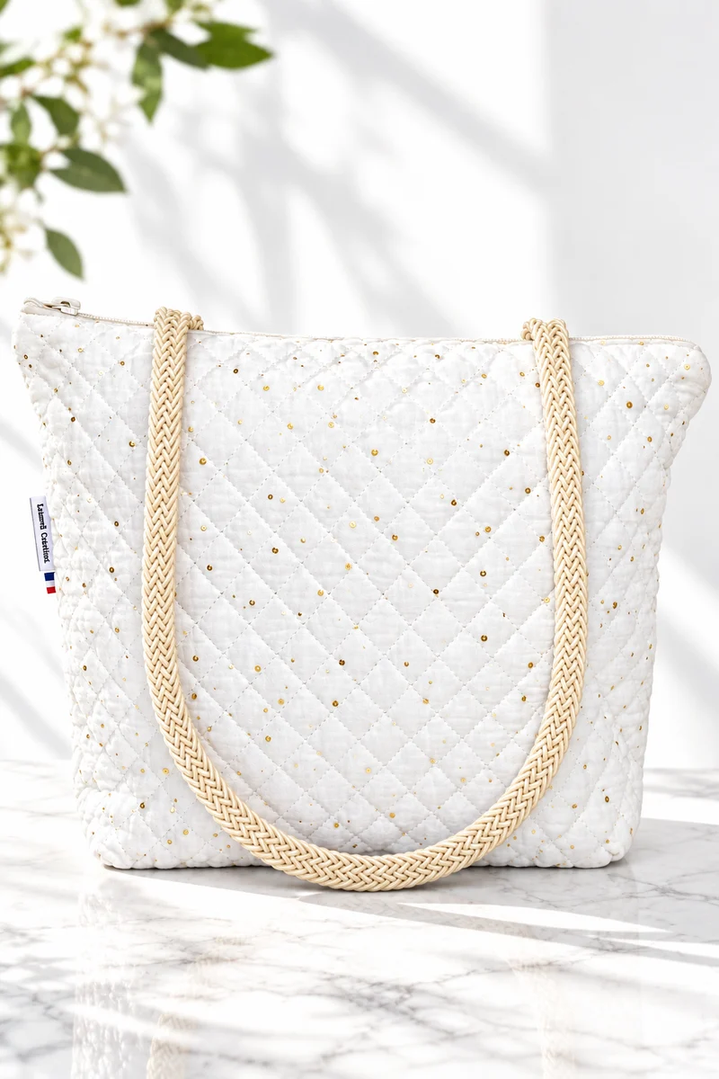 Sac à main blanc en coton