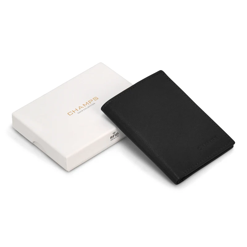 Onyx / Leather Vertical Slim Wallet