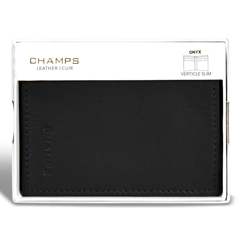 Onyx / Leather Vertical Slim Wallet