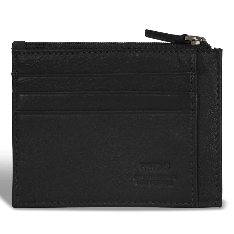 Onyx / Leather Zip Card Case