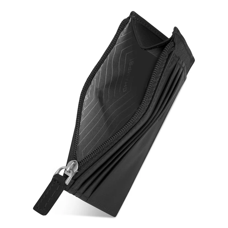Onyx / Leather Zip Card Case
