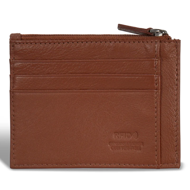 Onyx / Leather Zip Card Case