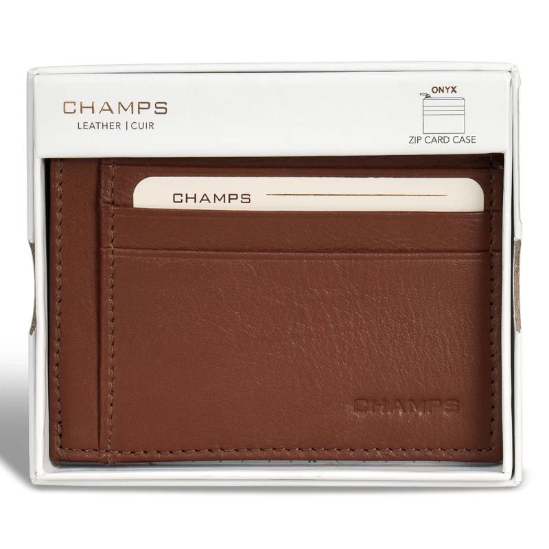Onyx / Leather Zip Card Case