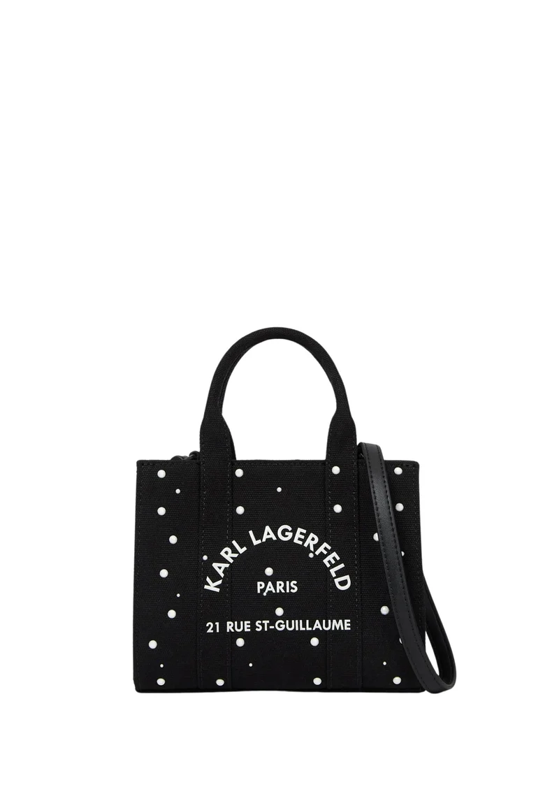 Karl Lagerfeld Cabas Carré Perles Mini Coton Noir