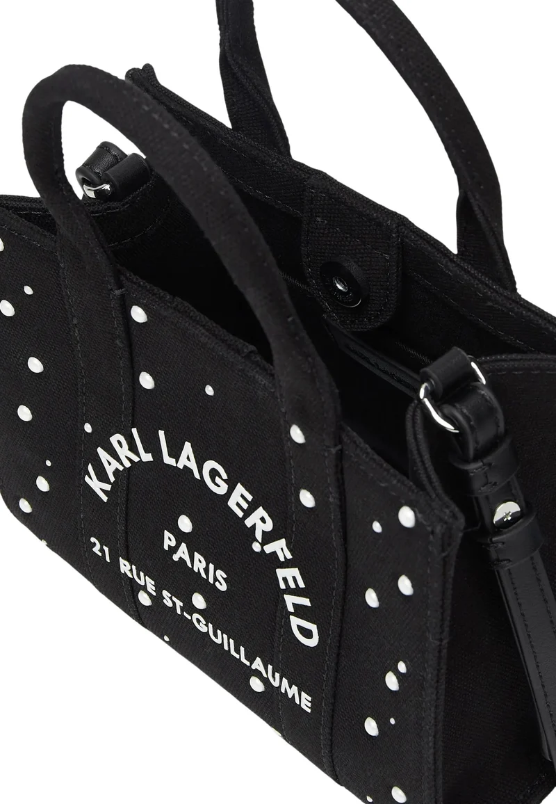Karl Lagerfeld Cabas Carré Perles Mini Coton Noir