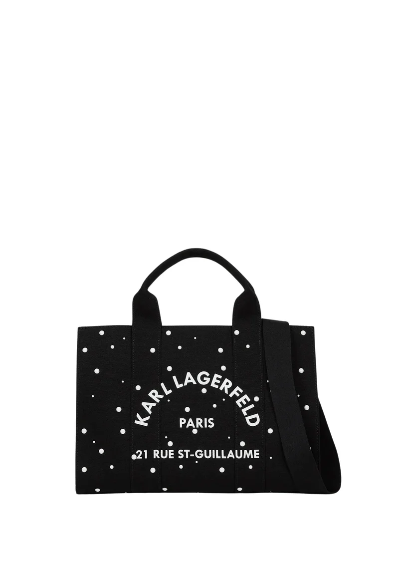 Karl Lagerfeld Cabas Carré Perles Coton Noir