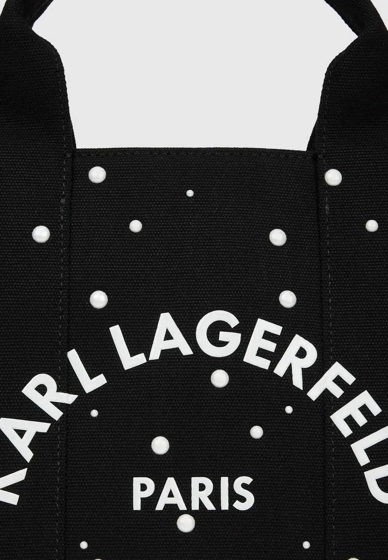 Karl Lagerfeld Cabas Carré Perles Coton Noir