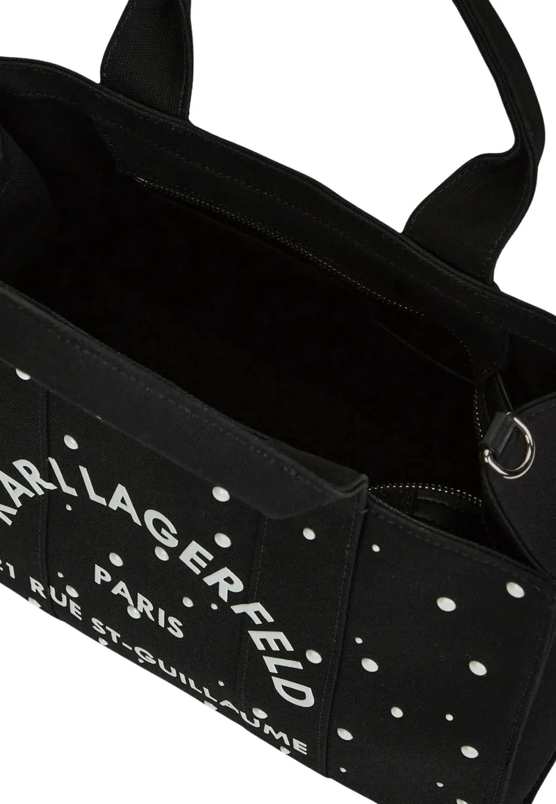 Karl Lagerfeld Cabas Carré Perles Coton Noir