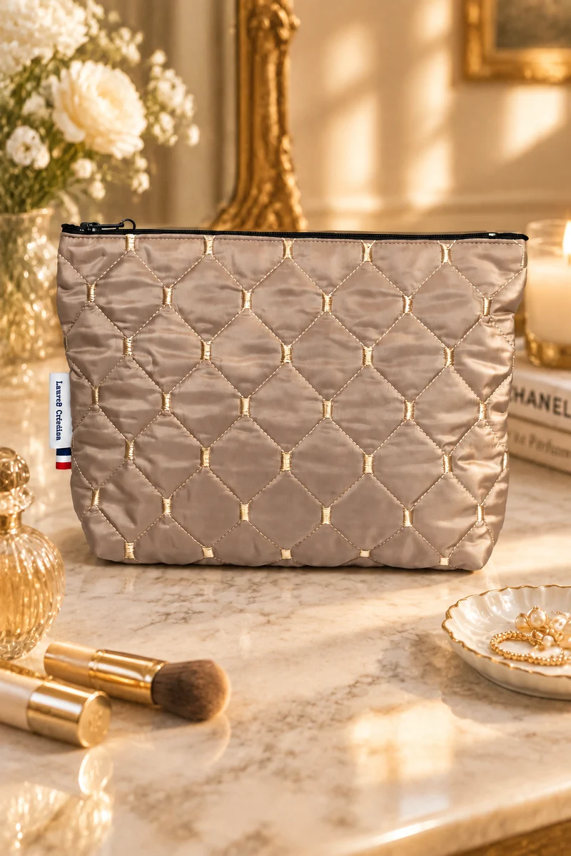Trousse de toilette en tissu matelassé