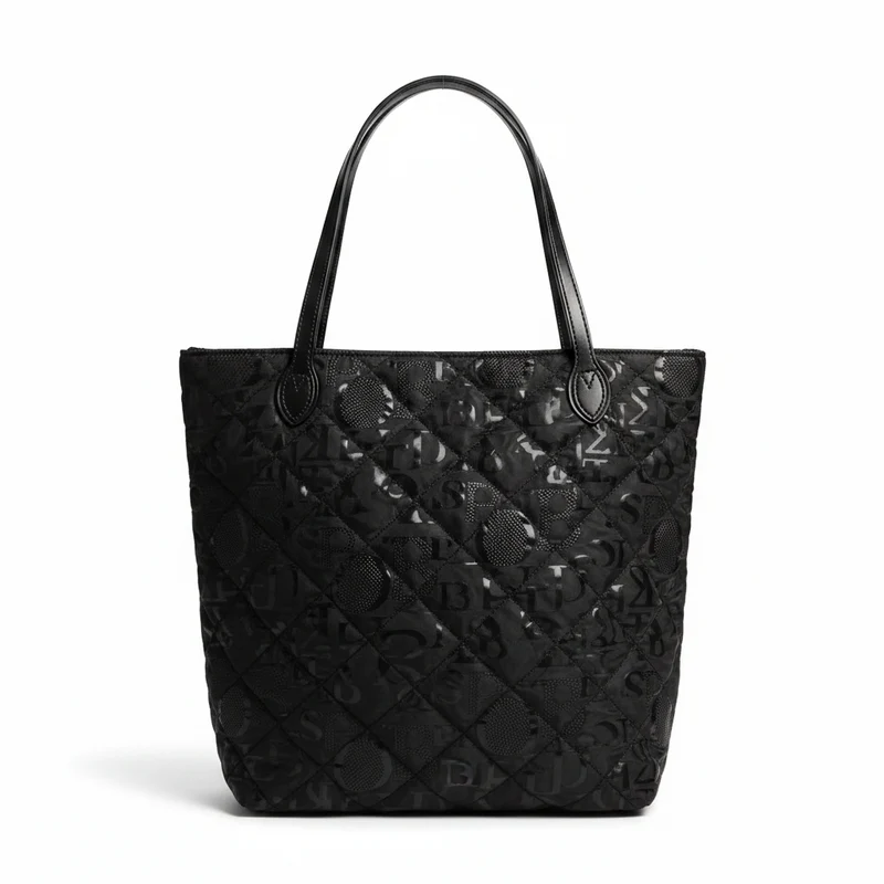 Sac à main molletonné en synthétique noir