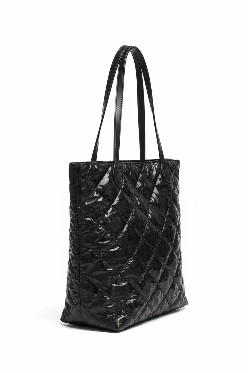 Sac à main molletonné en synthétique noir