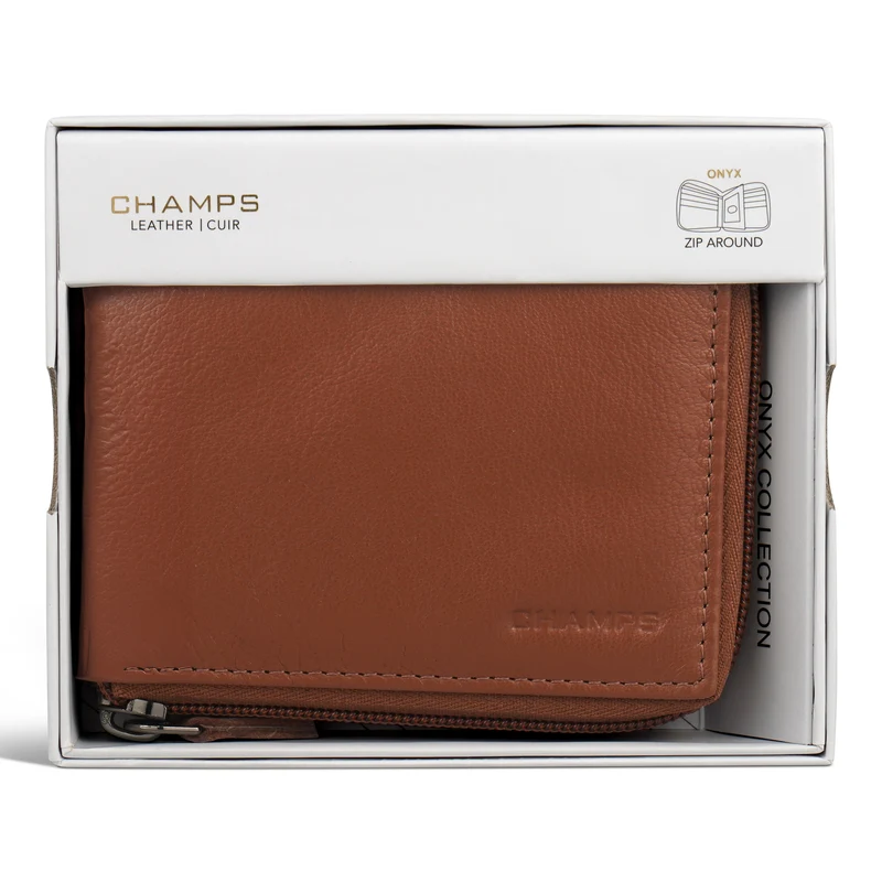 Onyx / Leather Zip Around Wallet