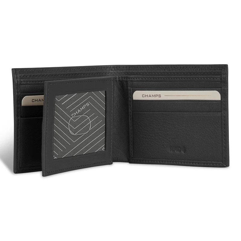 Onyx / Leather Center Wing Wallet