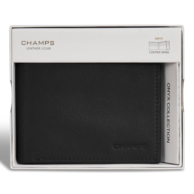 Onyx / Leather Center Wing Wallet