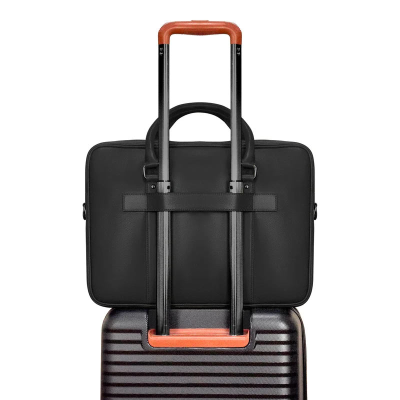 Onyx Leather Slim Briefcase