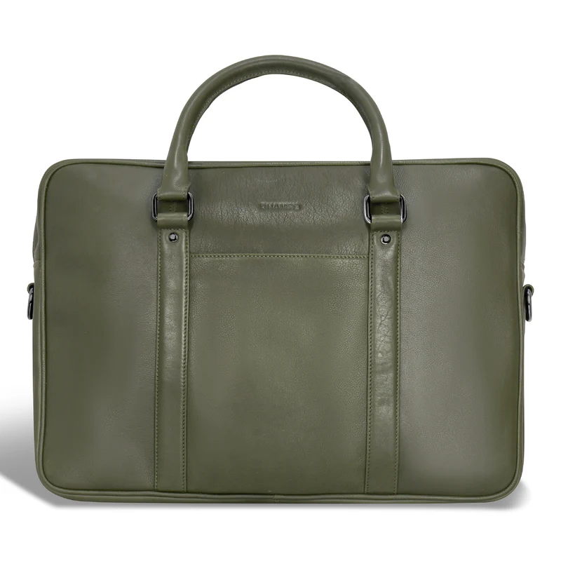 Onyx Leather Slim Briefcase