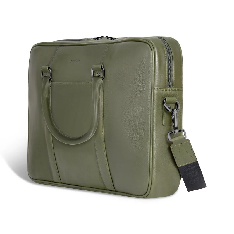 Onyx Leather Slim Briefcase