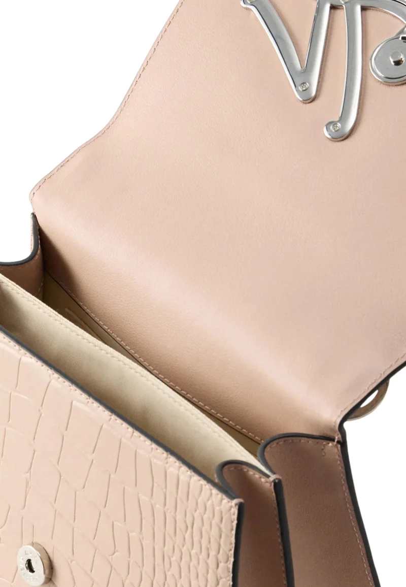 Karl Lagerfeld Sac Bandoulière Signature 2.0 Croco Medium Cuir Rose Nude